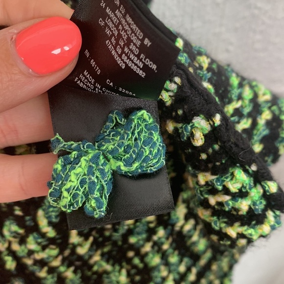 Anthropologie Moth Neon Pop Tweed Black Knit Fit & Flare Skirt size Medium - Picture 6 of 8